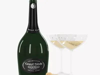 Grand Siecle Champagne with glasses 3D model