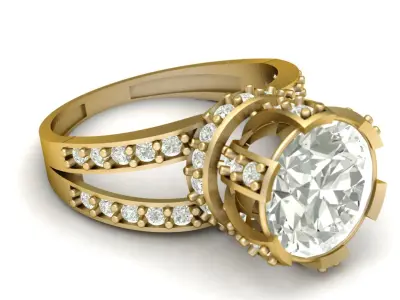 LUXURY SOLITAIRE ENGAGEMENT RING 3D PRINTABLE MODEL 3D print model