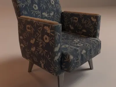 Retro Armchairs Low-poly 3D model