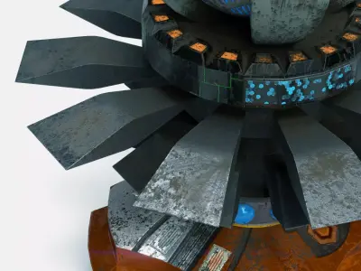 Sci fi Mechanical robot Machine Low-poly 3D model