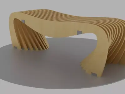 Brackets Outdoor Landscape Bench 3D model
