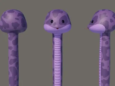 Rigged Cartoon Snake Low-poly 3D model