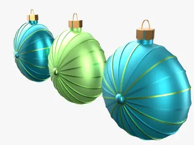 Christmas Tree Ornament Set7 - Turquoise Green  Low-poly 3D model