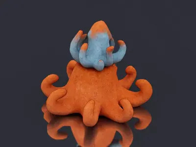 Octopus sculpture Low-poly 3D model