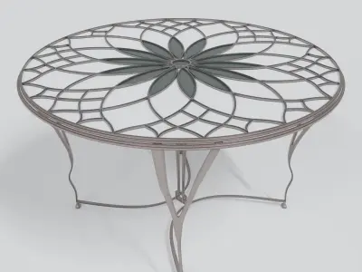 Table -Art Deco Old Flower Design 3D model