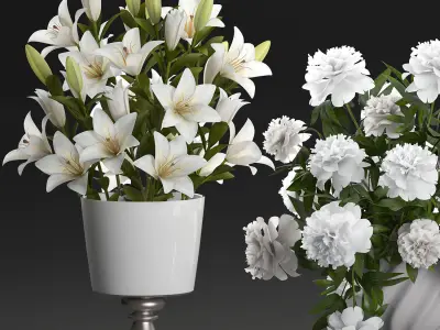 Bouquet of white flowers in a vase for decoration 109 3D model
