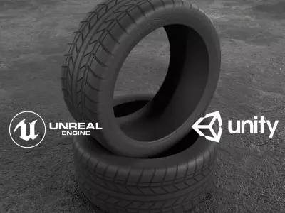 Car Tire Wheel Sport Gameready Low-poly 3D model