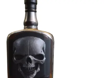 Skull Whiskey Bottle Low-poly 3D model