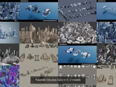 Futuristic City plus Cars nr 3 3D Model Pack
