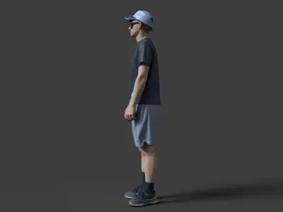 Chinese boy figure   Low-poly 3D model