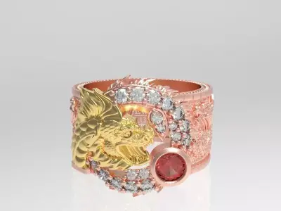 carp turning into a dragon male ring 3D print model