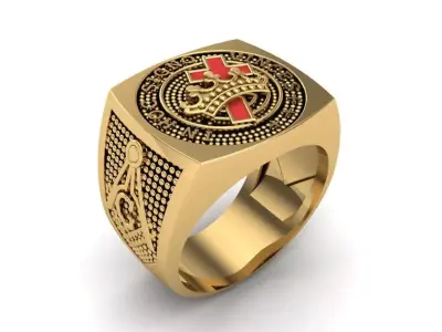 Gold Freemason Ring For Men  3D print model