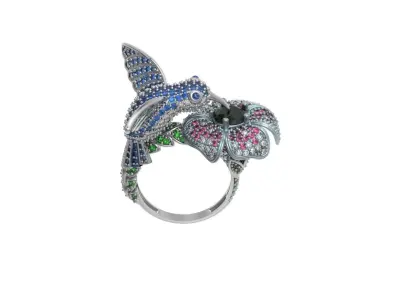 ring bird flower  Boucheron 3D print model
