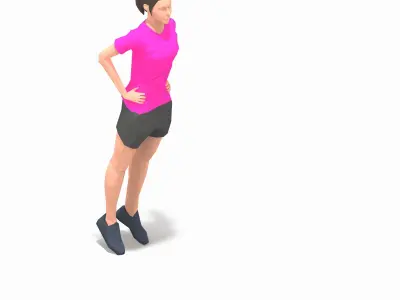 Frog jump Exercise Woman Animation Low-poly 3D model