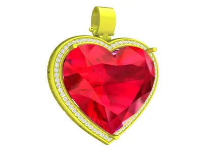 A7856 Art Diamond Heart Pendant 3D Model 3D print model