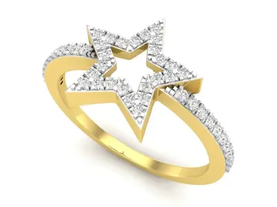AV 697 Diamond Star Shaped Ladies Bridal Engagement Ring 3D print model