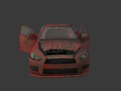 broken car post apocaliptic Low-poly 3D model