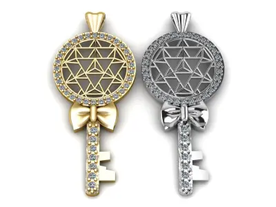 Luxury Diamond Key Pendant 3d Printable Model 3D print model