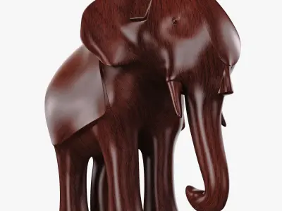 Elephant Wooden Statue v 1 3D model