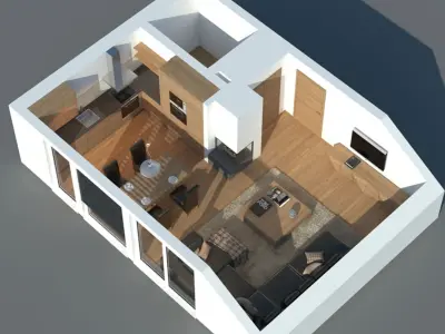 Open Plan Apartment Lounge 3D model
