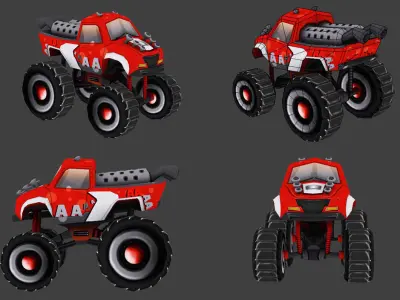 Cartoon Monstercar Pack Low-poly 3D model