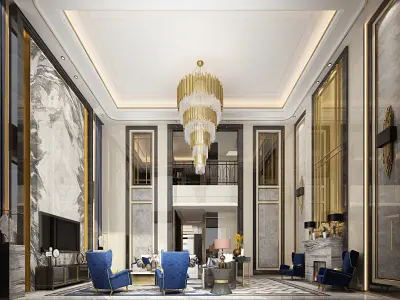 Luxury living room interior 3D model