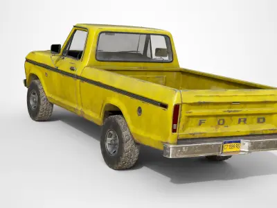 Ford Classic F100 pickup 1976 Old Yellow Low-poly 3D model