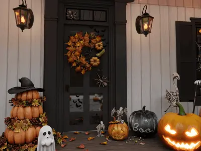 Halloween Porch Blender Scene - DAY 3D model