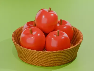 Apple Basket  Low-poly 3D model