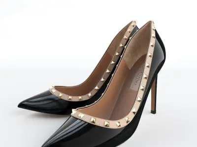 Valentino Rockstud Patent Leather 100mm High Heels 3D model