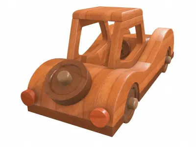 Car retro wooden 3D model