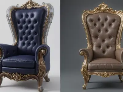 Royal Luxury Chairs 3D Model Premium Throne Style PBR Textured 3D model