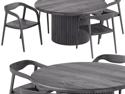 Luxury Black table chair wooden 3D model