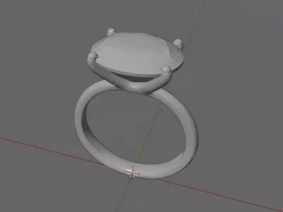 Gold Ring Oval Cut Amethyst Solitaire Jewelry 3D Model 3D print model