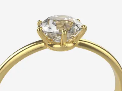 Gold Diamond Ring Jewelry 07 3D model