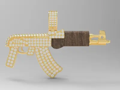 AK gun luxury diamond pendant 3D print model