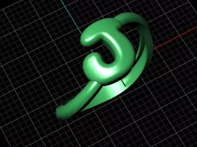 J alphabet bypass shell hallow ring 3D print model