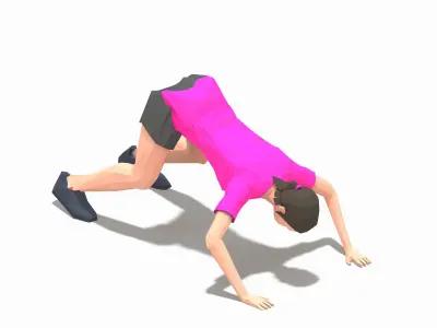 hindu push-ups Exercise Woman Animation Low-poly 3D model