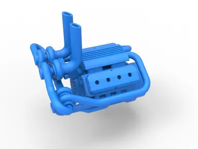Quad turbo V8 Engine Scale 1 to 25 3D print model