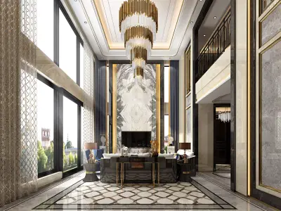 Luxury living room interior 3D model