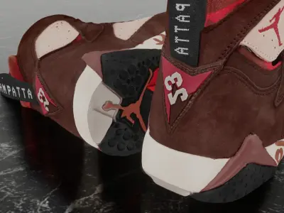 NIKE AIR JORDAN 7 X PATTA 3D SHOES Low-poly 3D model