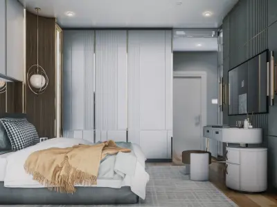 Hill House Interior Scene Bed Room Modern Interior Design 3D model