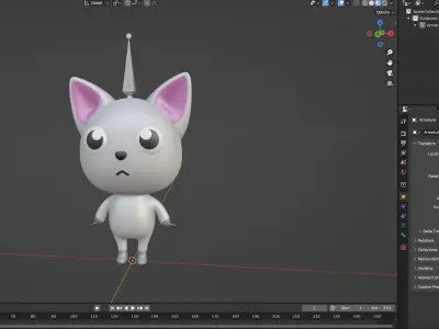Cartoon Cat Little Cute - Rigged Low-poly 3D model