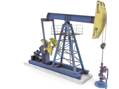 Oil Pumpjack  Weathered 1 Low-poly 3D model