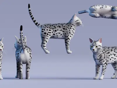 Low poly - Stylized cats - Egyptian Mau Cat Low-poly 3D model