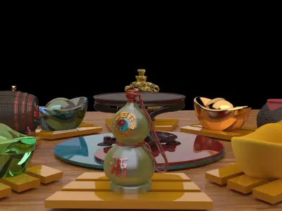 Chinese gold pot   3D model