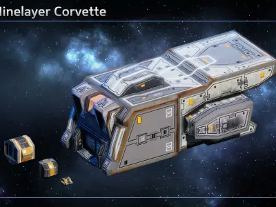 Spaceship Corvettes Low-poly 3D model