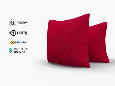 Knitted Red Cushion with Chain Pattern Low-poly 3D model