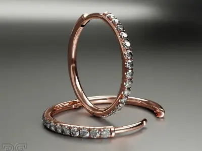 Luxury Diamond hoop earrings round rings printable 3D print model