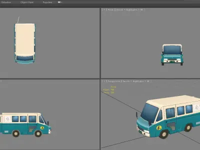 Cartoon pet shop van Low-poly 3D model